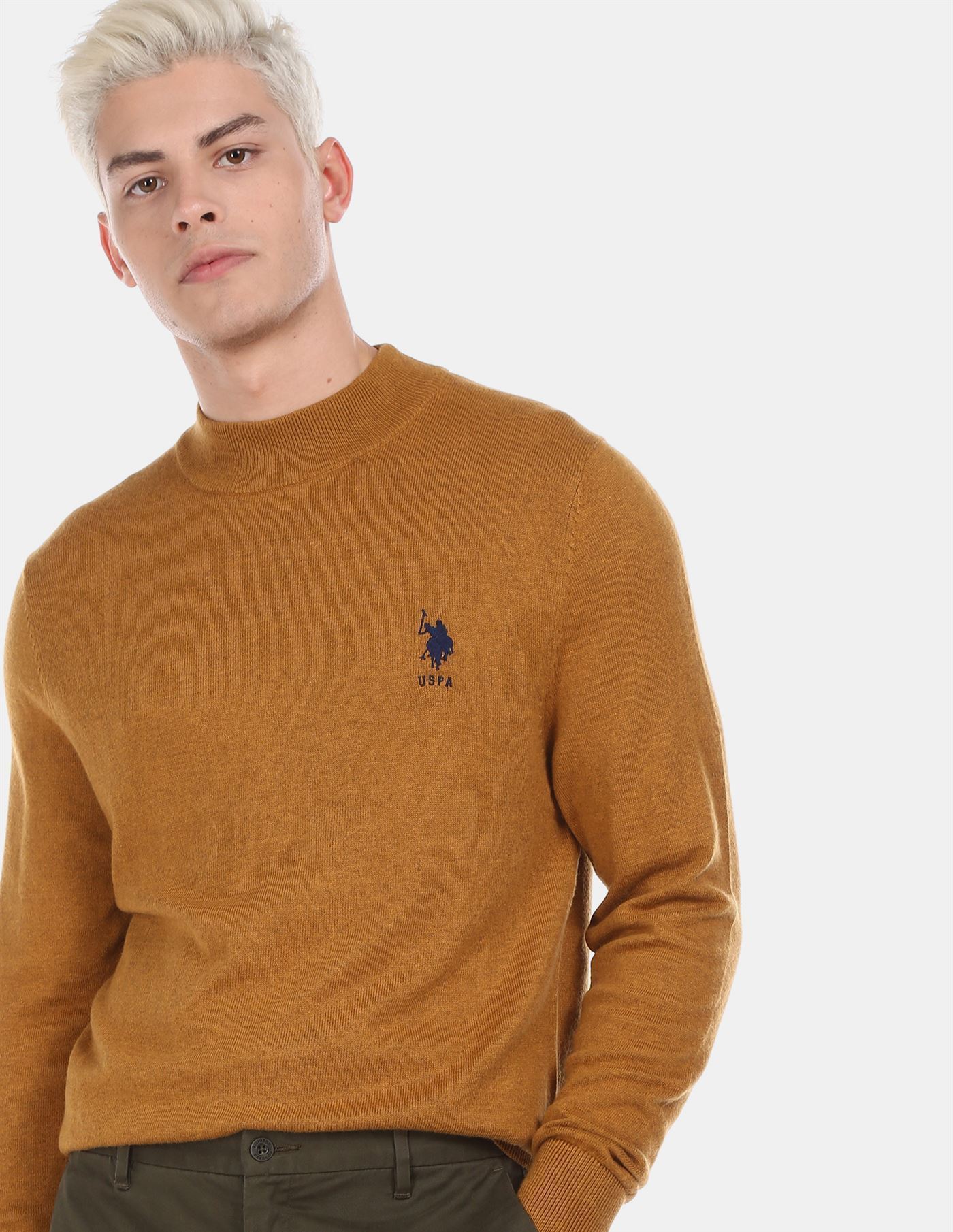 U.S.Polo Assn. Men Casual Wear Brown Sweater